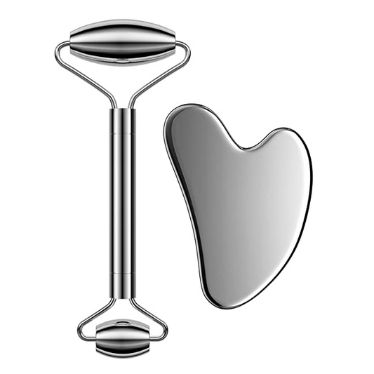 Stainless steel facial roller & Gua sha set - Sculpt, Lift & Glow